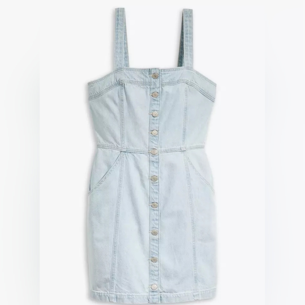 Levi's Light Blue Denim Button-Front Mini Dress
